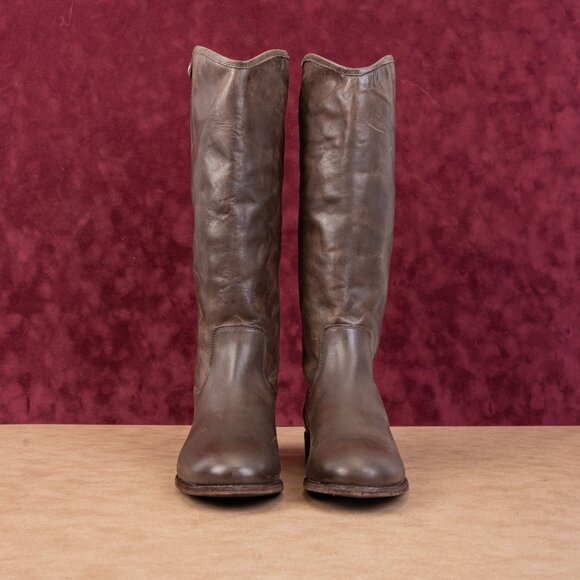 Frye Wmn Melissa Button Dark Brown Leather Equestrian Riding Knee Boots sz 8 - Picture 3 of 10